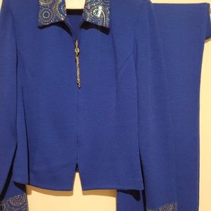 St. John Evening Embellish Royal Pants Jacket 👖